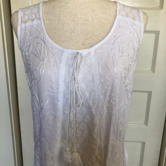 VTG 90s Y2K Anandas Collection Maxi Dress White XL Crochet Lace Sheer Fairycore - Picture 2 of 10